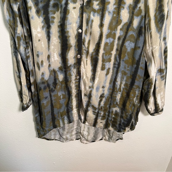 Casual Studio Button Down Tunic Top Green Tie Dye S - Picture 3 of 9